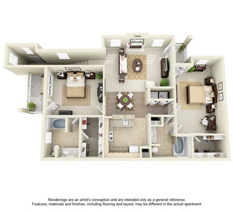 2 bed 2 bath K at SaddleBrook Apartments, Dallas, Texas